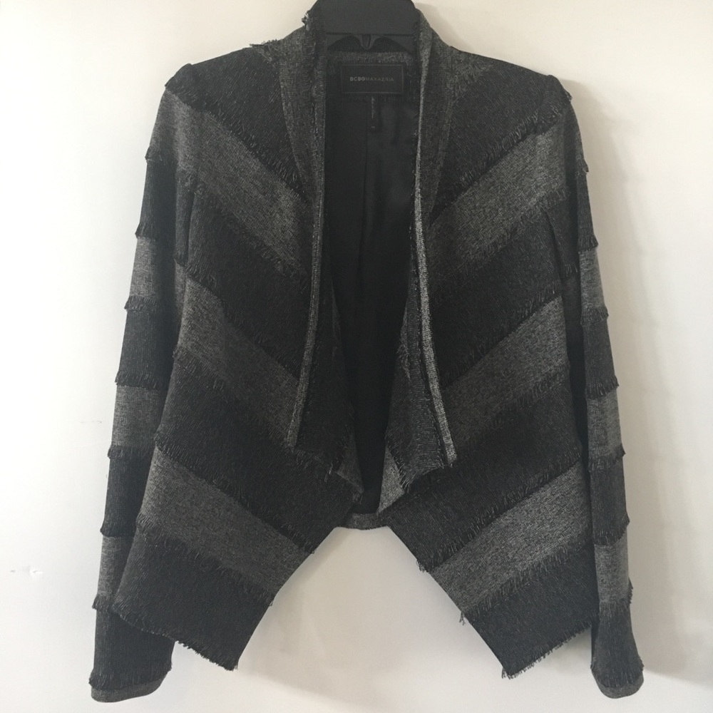 BCBG MAXAZRIA BLACK AND GREY AUBREE JACKET XS